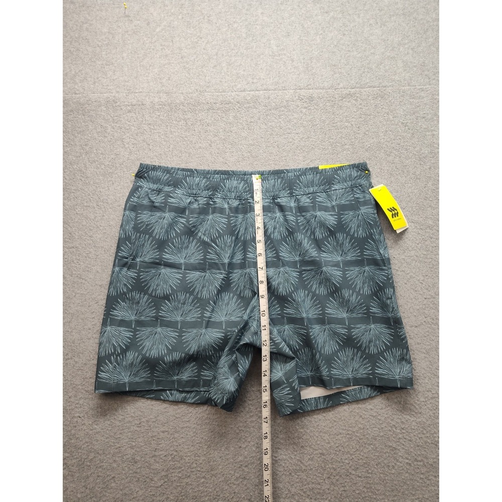 All In Motion Men Short M Blue Palm Print Elastic Waist Mid Rise Pull On Casual - Picture 7 of 16